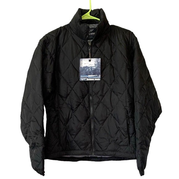 Steve & Barry's Women's Medium Double Down Puffer Jacket Coat Black Full Zip NWT - Picture 1 of 8